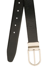 Load image into Gallery viewer, Teakwood Men's Premium Genuine Leather 2-in-1 Reversible Belt | Black &amp; Brown Crosshatch Textured Leather | Silver  Rectangular Pin Buckle | Adjustable 35 mm Dress Belt for Formal, Casual, Office &amp; Business Wear
