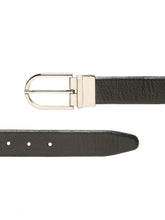Load image into Gallery viewer, Teakwood Men's Premium Genuine Leather 2-in-1 Reversible Belt | Black &amp; Brown Crosshatch Textured Leather | Silver  Rectangular Pin Buckle | Adjustable 35 mm Dress Belt for Formal, Casual, Office &amp; Business Wear
