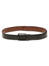 Load image into Gallery viewer, Teakwood Men's Premium Genuine Leather 2-in-1 Reversible Belt | Black &amp; Brown Crosshatch Textured Finish | Matte Black Classic Curved Pin Buckle | Adjustable 35 mm Dress Belt for Formal, Casual, Office &amp; Business Wear

