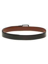 Load image into Gallery viewer, Teakwood Men's Premium Genuine Leather 2-in-1 Reversible Belt | Black &amp; Brown Crosshatch Textured Finish | Matte Black Classic Curved Pin Buckle | Adjustable 35 mm Dress Belt for Formal, Casual, Office &amp; Business Wear
