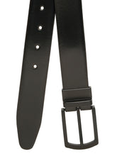 Load image into Gallery viewer, Teakwood Men's Premium Genuine Leather 2-in-1 Reversible Belt | Black &amp; Brown Crosshatch Textured Finish | Matte Black Classic Curved Pin Buckle | Adjustable 35 mm Dress Belt for Formal, Casual, Office &amp; Business Wear
