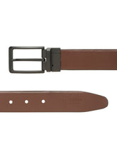 Load image into Gallery viewer, Teakwood Men's Premium Genuine Leather 2-in-1 Reversible Belt | Black &amp; Brown Natural Grain Leather Finish |Matte Black Linear Pin Buckle | Adjustable 35 mm Dress Belt for Formal, Casual, Office &amp; Business Wear
