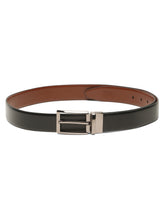 Load image into Gallery viewer, Teakwood Men's Premium Genuine Leather 2-in-1 Reversible Belt | Black &amp; Brown Crosshatch Textured Finish | Nickle Black Classic Curved Pin Buckle | Adjustable 35 mm Dress Belt for Formal, Casual, Office &amp; Business Wear
