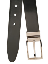 Load image into Gallery viewer, Teakwood Men's Premium Genuine Leather 2-in-1 Reversible Belt | Black &amp; Brown Crosshatch Textured Finish | Nickle Black Classic Curved Pin Buckle | Adjustable 35 mm Dress Belt for Formal, Casual, Office &amp; Business Wear

