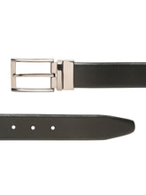 Load image into Gallery viewer, Teakwood Men's Premium Genuine Leather 2-in-1 Reversible Belt |  Black &amp; Brown Fine Leather Finish |  Matte Black Rounded Rectangular Pin Buckle | Adjustable 35 mm Dress Belt for Formal, Casual, Office &amp; Business Wear
