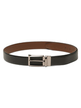 Load image into Gallery viewer, Teakwood Men's Premium Genuine Leather 2-in-1 Reversible Belt | Black &amp; Brown Crosshatch Textured Finish | Nickle Black Classic Curved Pin Buckle | Adjustable 35 mm Dress Belt for Formal, Casual, Office &amp; Business Wear
