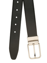 Load image into Gallery viewer, Teakwood Men's Premium Genuine Leather 2-in-1 Reversible Belt | Black &amp; Brown Natural Grain Leather Finish |Silver Radius Pin Buckle | Adjustable 35 mm Dress Belt for Formal, Casual, Office &amp; Business Wear
