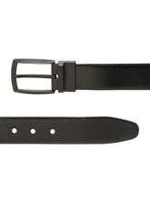Load image into Gallery viewer, Teakwood Men's Premium Genuine Leather 2-in-1 Reversible Belt | Black &amp; Brown Fine Leather Finish | Matte Black Contour Pin Buckle | Adjustable 35 mm Dress Belt for Formal, Casual, Office &amp; Business Wear
