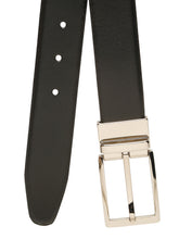 Load image into Gallery viewer, Teakwood Men's Premium Genuine Leather 2-in-1 Reversible Belt | Black &amp; Brown Natural Grain Leather Finish |Silver  Classic Tapered Pin Buckle | Adjustable 35 mm Dress Belt for Formal, Casual, Office &amp; Business Wear
