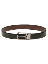 Load image into Gallery viewer, Teakwood Men's Premium Genuine Leather 2-in-1 Reversible Belt | Black &amp; Brown Natural Grain Leather Finish |Nickel Black Classic Tapered Pin Buckle | Adjustable 35 mm Dress Belt for Formal, Casual, Office &amp; Business Wear
