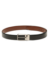 Load image into Gallery viewer, Teakwood Men's Premium Genuine Leather 2-in-1 Reversible Belt | Black &amp; Brown Fine Leather Finish | Silver Radius Pin Buckle | Adjustable 35 mm Dress Belt for Formal, Casual, Office &amp; Business Wear
