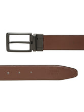 Load image into Gallery viewer, Teakwood Men's Premium Genuine Leather 2-in-1 Reversible Belt | Black &amp; Brown Natural Grain Leather Finish |Matte Black Refined Slim Frame Pin Buckle | Adjustable 35 mm Dress Belt for Formal, Casual, Office &amp; Business Wear
