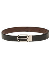 Load image into Gallery viewer, Teakwood Men's Premium Genuine Leather 2-in-1 Reversible Belt | Black &amp; Brown Crosshatch Textured Leather | Silver  Black Rectangular Pin Buckle | Adjustable 35 mm Dress Belt for Formal, Casual, Office &amp; Business Wear
