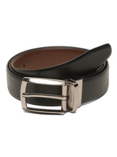 Load image into Gallery viewer, Teakwood Men's Premium Genuine Leather 2-in-1 Reversible Belt | Black &amp; Brown Natural Grain Leather Finish |Nickle Black Contour Pin Buckle | Adjustable 35 mm Dress Belt for Formal, Casual, Office &amp; Business Wear
