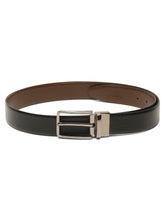 Load image into Gallery viewer, Teakwood Men's Premium Genuine Leather 2-in-1 Reversible Belt | Black &amp; Brown Pebble Grain Leather Finish | Nickel Black Linear Edge Pin Buckle | Adjustable 35 mm Dress Belt for Formal, Casual, Office &amp; Business Wear
