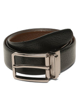 Load image into Gallery viewer, Teakwood Men's Premium Genuine Leather 2-in-1 Reversible Belt | Black &amp; Brown Pebble Grain Leather Finish | Nickel Black Linear Edge Pin Buckle | Adjustable 35 mm Dress Belt for Formal, Casual, Office &amp; Business Wear
