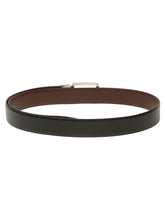 Load image into Gallery viewer, Teakwood Men's Premium Genuine Leather 2-in-1 Reversible Belt | Black &amp; Brown Dual-Sided Natural Grain Leather | Silver Rectangular Buckle | 35 mm Adjustable Belt for Formal, Casual &amp; Office Wear
