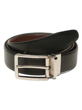 Load image into Gallery viewer, Teakwood Men's Premium Genuine Leather 2-in-1 Reversible Belt | Black &amp; Brown Dual-Sided Natural Grain Leather | Silver Rectangular Buckle | 35 mm Adjustable Belt for Formal, Casual &amp; Office Wear
