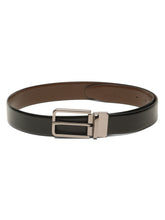 Load image into Gallery viewer, Teakwood Men's Premium Genuine Leather 2-in-1 Reversible Belt | Black &amp; Brown Natural Grain Leather Finish | Nickel Black  Slim Frame Pin Buckle | Adjustable 35 mm Dress Belt for Formal, Casual, Office &amp; Business Wear

