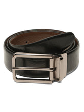 Load image into Gallery viewer, Teakwood Men's Premium Genuine Leather 2-in-1 Reversible Belt | Black &amp; Brown Natural Grain Leather Finish | Nickel Black  Slim Frame Pin Buckle | Adjustable 35 mm Dress Belt for Formal, Casual, Office &amp; Business Wear
