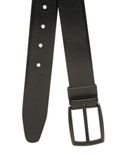 Load image into Gallery viewer, Teakwood Men's Premium Genuine Leather 2-in-1 Reversible Belt | Black &amp; Brown Crosshatch Textured Finish | Matte Black Contour Pin Buckle | Adjustable 35 mm Dress Belt for Formal, Casual, Office &amp; Business Wear
