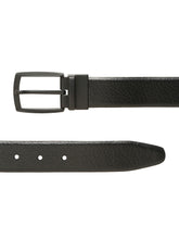 Load image into Gallery viewer, Teakwood Men's Premium Genuine Leather 2-in-1 Reversible Belt | Black &amp; Brown Crosshatch Textured Finish | Matte Black Contour Pin Buckle | Adjustable 35 mm Dress Belt for Formal, Casual, Office &amp; Business Wear
