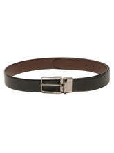 Load image into Gallery viewer, Teakwood Men's Premium Genuine Leather 2-in-1 Reversible Belt | Black &amp; Brown Natural Grain Leather Finish |Nickle Black Classic Angular Pin Buckle | Adjustable 35 mm Dress Belt for Formal, Casual, Office &amp; Business Wear
