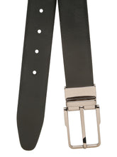 Load image into Gallery viewer, Teakwood Men's Premium Genuine Leather 2-in-1 Reversible Belt | Black &amp; Brown Natural Grain Leather Finish |Nickle Black Classic Angular Pin Buckle | Adjustable 35 mm Dress Belt for Formal, Casual, Office &amp; Business Wear
