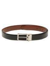 Load image into Gallery viewer, Teakwood Men's Premium Genuine Leather 2-in-1 Reversible Belt | Black &amp; Brown Fine Leather Finish | Silver  Rectangular Pin Buckle | Adjustable 35 mm Dress Belt for Formal, Casual, Office &amp; Business Wear
