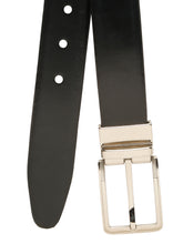 Load image into Gallery viewer, Teakwood Men's Premium Genuine Leather 2-in-1 Reversible Belt | Black &amp; Brown Fine Leather Finish | Silver  Rectangular Pin Buckle | Adjustable 35 mm Dress Belt for Formal, Casual, Office &amp; Business Wear
