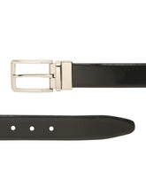 Load image into Gallery viewer, Teakwood Men's Premium Genuine Leather 2-in-1 Reversible Belt | Black &amp; Brown Fine Leather Finish | Silver  Rectangular Pin Buckle | Adjustable 35 mm Dress Belt for Formal, Casual, Office &amp; Business Wear
