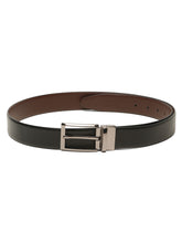 Load image into Gallery viewer, Teakwood Men's Premium Genuine Leather 2-in-1 Reversible Belt | Black &amp; Brown Natural Grain Leather Finish |Nickle Black Classic Curved Pin Buckle | Adjustable 35 mm Dress Belt for Formal, Casual, Office &amp; Business Wear
