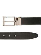 Load image into Gallery viewer, Teakwood Men's Premium Genuine Leather 2-in-1 Reversible Belt | Black &amp; Brown Natural Grain Leather Finish |Nickle Black Classic Curved Pin Buckle | Adjustable 35 mm Dress Belt for Formal, Casual, Office &amp; Business Wear
