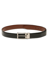 Load image into Gallery viewer, Teakwood Men's Premium Genuine Leather 2-in-1 Reversible Belt | Black &amp; Brown Fine Leather Finish | Silver Refined Slim Frame Pin Buckle | Adjustable 35 mm Dress Belt for Formal, Casual, Office &amp; Business Wear
