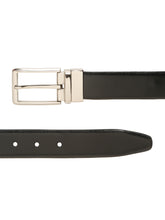Load image into Gallery viewer, Teakwood Men's Premium Genuine Leather 2-in-1 Reversible Belt | Black &amp; Brown Fine Leather Finish | Silver Refined Slim Frame Pin Buckle | Adjustable 35 mm Dress Belt for Formal, Casual, Office &amp; Business Wear
