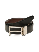 Load image into Gallery viewer, Teakwood Men's Premium Genuine Leather 2-in-1 Reversible Belt | Black &amp; Brown Fine Leather Finish |Nickle Black Rounded Rectangular Pin Buckle | Adjustable 35 mm Dress Belt for Formal, Casual, Office &amp; Business Wear
