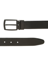 Load image into Gallery viewer, Teakwood Men's Premium Genuine Leather 2-in-1 Reversible Belt | Black &amp; Brown Crosshatch Textured Finish | Matte Black Contour Pin Buckle | Adjustable 35 mm Dress Belt for Formal, Casual, Office &amp; Business Wear
