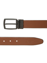 Load image into Gallery viewer, Teakwood Men's Premium Genuine Leather 2-in-1 Reversible Belt | Black &amp; Brown Crosshatch Textured Finish | Matte Black Contour Pin Buckle | Adjustable 35 mm Dress Belt for Formal, Casual, Office &amp; Business Wear
