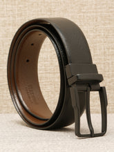 Load image into Gallery viewer, Teakwood Men's Premium Genuine Leather 2-in-1 Reversible Belt | Black &amp; Brown Natural Grain Leather Finish /Matte black  Classic Angular Pin Buckle | Adjustable 35 mm Dress Belt for Formal, Casual, Office &amp; Business Wear
