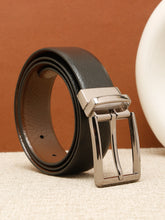 Load image into Gallery viewer, Teakwood Men's Premium Genuine Leather 2-in-1 Reversible Belt | Black &amp; Brown Pebble Grain Leather Finish | Nickel Black Refined Slim Frame Pin Buckle | Adjustable 35 mm Dress Belt for Formal, Casual, Office &amp; Business Wear
