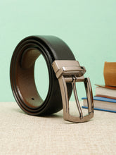Load image into Gallery viewer, Teakwood Men's Premium Genuine Leather 2-in-1 Reversible Belt | Black &amp; Brown Natural Grain Leather Finish |Nickel Black Classic Tapered Pin Buckle | Adjustable 35 mm Dress Belt for Formal, Casual, Office &amp; Business Wear
