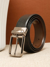 Load image into Gallery viewer, Teakwood Men's Premium Genuine Leather 2-in-1 Reversible Belt | Black &amp; Brown Pebble Grain Leather Finish | Nickel Black Linear Pin Buckle | Adjustable 35 mm Dress Belt for Formal, Casual, Office &amp; Business Wear
