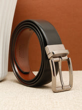 Load image into Gallery viewer, Teakwood Men's Premium Genuine Leather 2-in-1 Reversible Belt | Black &amp; Brown Natural Grain Leather Finish | Nickel Black Classic Edge Pin Buckle | Adjustable 35 mm Dress Belt for Formal, Casual, Office &amp; Business Wear
