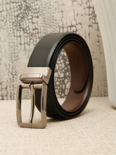 Load image into Gallery viewer, Teakwood Men's Premium Genuine Leather 2-in-1 Reversible Belt | Black &amp; Brown Dual-Sided Natural Grain Leather | Nickel  Black Rectangular Buckle | 35 mm Adjustable Belt for Formal, Casual &amp; Office Wear
