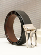 Load image into Gallery viewer, Teakwood Men's Premium Genuine Leather 2-in-1 Reversible Belt | Black &amp; Brown Natural Grain Leather Finish |Silver  Classic Angular Pin Buckle | Adjustable 35 mm Dress Belt for Formal, Casual, Office &amp; Business Wear

