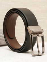 Load image into Gallery viewer, Teakwood Men's Premium Genuine Leather 2-in-1 Reversible Belt | Black &amp; Brown Natural Grain Leather Finish |Nickle Black Radius Pin Buckle | Adjustable 35 mm Dress Belt for Formal, Casual, Office &amp; Business Wear
