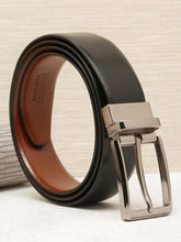 Load image into Gallery viewer, Teakwood Men's Premium Genuine Leather 2-in-1 Reversible Belt | Black &amp; Brown Fine Leather Finish | Nickel Black Refined Slim Frame Pin Buckle | Adjustable 35 mm Dress Belt for Formal, Casual, Office &amp; Business Wear
