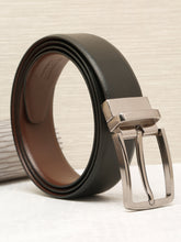 Load image into Gallery viewer, Teakwood Men's Premium Genuine Leather 2-in-1 Reversible Belt | Black &amp; Brown Natural Grain Leather Finish |Nickle Black Vector Pin Buckle | Adjustable 35 mm Dress Belt for Formal, Casual, Office &amp; Business Wear
