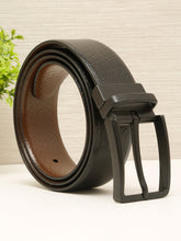 Load image into Gallery viewer, Teakwood Men's Premium Genuine Leather 2-in-1 Reversible Belt | Black &amp; Brown Pebble Grain Leather Finish | Matte Black Linear Edge Pin Buckle | Adjustable 35 mm Dress Belt for Formal, Casual, Office &amp; Business Wear
