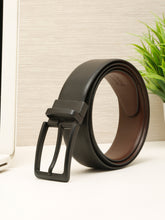 Load image into Gallery viewer, Teakwood Men's Premium Genuine Leather 2-in-1 Reversible Belt | Black &amp; Brown Natural Grain Leather Finish |Matte Black Linear Pin Buckle | Adjustable 35 mm Dress Belt for Formal, Casual, Office &amp; Business Wear
